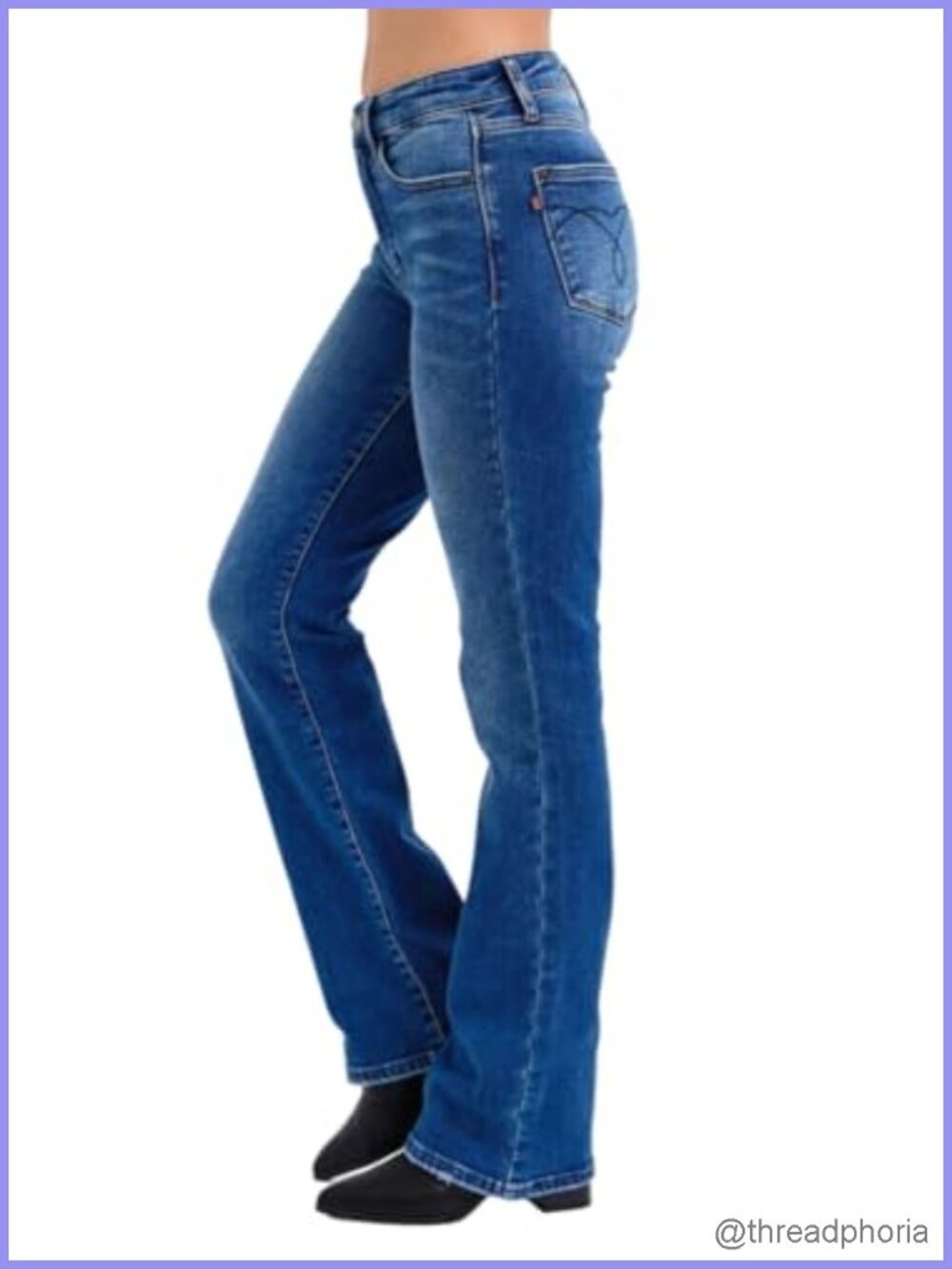 Bootcut Jeans Thermal Lined Mid Rise Stretch Cotton